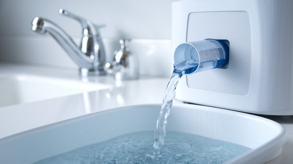 sistem reverse osmosis dengan air yang mengalir melalui filter